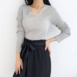 [리빌모아]여자 슬림핏 골지 브이넥 긴팔 니트 DJW-KNS-S2LPPT10