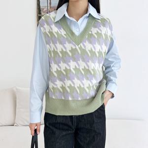 [리빌모아]여자 데일리 하운드 패턴 니트 조끼 DJW-VES-S2LPPT10