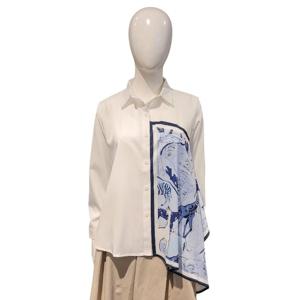 [페이지플린]언발 블루프린트 카라넥 블라우스(F5ABL015A)