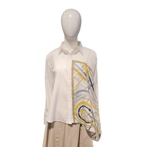 [페이지플린]언발 체인프린트 카라넥 블라우스(F5ABL016A)