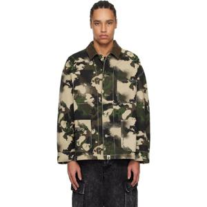 25 FW BAPE 남성 그린 맵 카모 워크 재킷 251546M180009