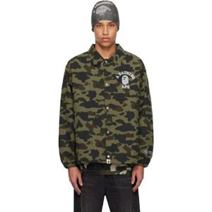 25 FW BAPE 남성 그린 고어텍스 윈드스토퍼 퍼스트 카모 코치 재킷 251546M180002