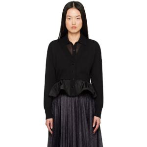 25 FW 몽클레어 여성 블랙 코튼 캐시미어   실크 가디건 251111F095003