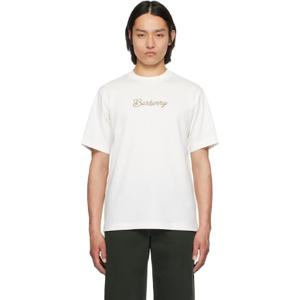 25 FW 버버리 남성 오프 화이트 서퍼 나이트 코튼 티셔츠 252376M213001