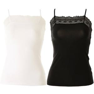 와코루 2매세트 탑으로 착용가능한 면모달 레이스 스트랍 끈런닝(WLG2529)