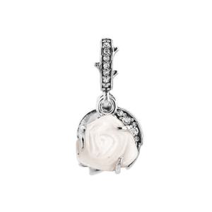 판도라 793200C01 화이트 로즈 인 블룸 더블 펜던트 겸 댕글 실버 참