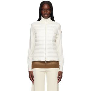 25 FW 몽클레어 여성 오프 화이트 패딩 울 집업 다운 가디건 251111F061002