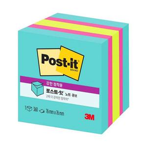 3M 포스트잇 노트 큐브 강한점착용 2027-SSAFG (76x76 360매) 접착식메모지 점착메모지 포스트잇 다용도메