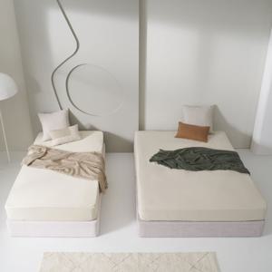 [숨결]꿀잠 무헤드 조야 아쿠아 패브릭 평상형 침대-Q