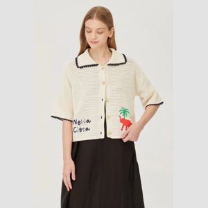 [베네통]스카시 카라 자수 니트 가디건 BAKCF2531