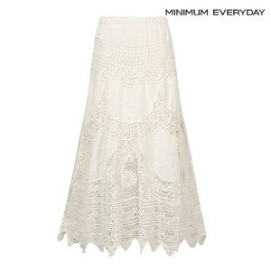 [미니멈][미니멈 에브리데이]레이스 허리 밴딩 롱 스커트 (EB2WH011D)
