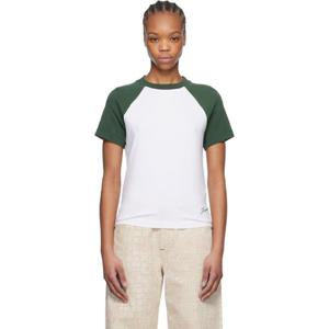 쟈크뮈스 티셔츠 화이트   그린 라 크루아제르 더 베이스볼 미니 티셔츠 251553F110021