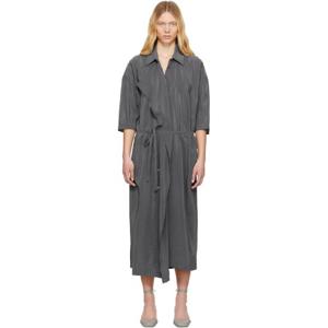 르메르 원피스 그레이 실크 셔츠 미디 드레스 251646F054018