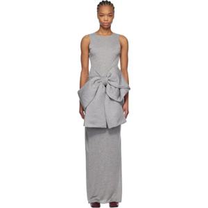JW앤더슨 원피스 그레이 오버사이즈 리본 맥시 드레스 251477F055000