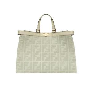펜디 X 토트백 FF 자수 캔버스 쇼퍼 그린 8BH374A9P6F1K3B