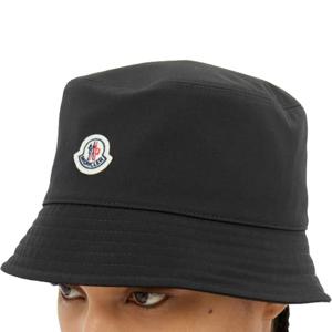 25 FW 몽클레어 심볼 로고 펠트 패치 캔버스 버킷햇 모자 블랙 3B00025 5983X 999