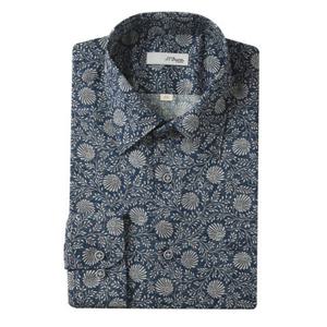 (듀퐁)25년 SS 신상 -SE5SM11LS122SNY(네이비)- 일반핏 프린트 긴팔셔츠