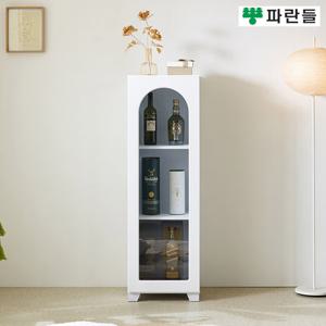 파란들가구 화이트 400 유리문 장식장 틈새수납장 거실장식장
