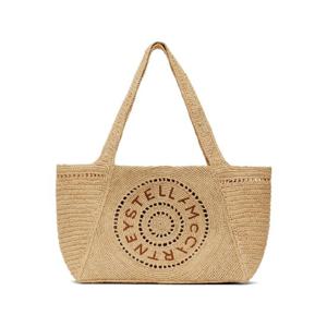 25 FW 스텔라 매카트니 여성 베이지 미디엄 로고 라피아 토트백 252471F049006