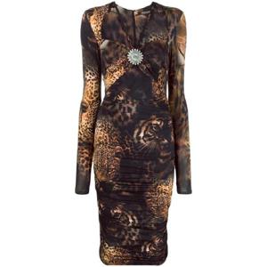 25 FW 로베르토 카발리 애니멀 프린트 주름 미디 드레스 RWT171LNI14 TP433459779