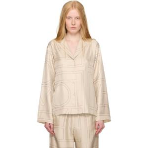 25 FW 토템 여성 베이지 모노그램 실크 셔츠 252771F109003