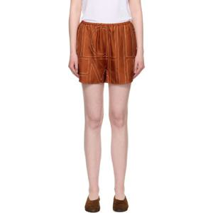 25 FW 토템 여성 오렌지 모노그램 실크 PJ 쇼츠 252771F088002