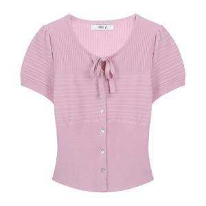 [에이비에프지]골지 라인 포인트 스퀘어넥 큐티 반팔 니트 가디건 APZ2QY31E