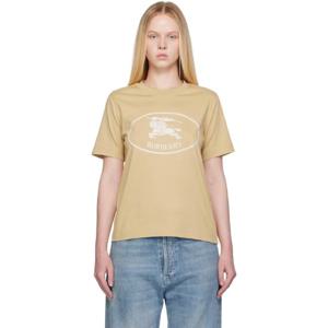 25 FW 버버리 여성 탠 나이트 스탬프 코튼 티셔츠 252376F110008