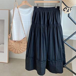 [샵앤][샵앤] 여성 허리밴딩 3단 레이스 여름 롱 스커트 DGB-WSK