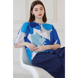 [요이츠]그래픽 플라워 플리츠 벨슬리브 자켓_YJ05WNPJK02_BL1