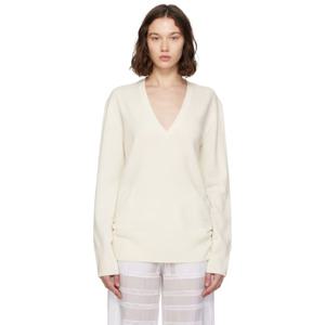 25 FW 토템 여성 오프 화이트 캐시미어 브이넥 니트 스웨터 252771F100001