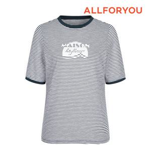 [올포유] 여성 스트라이프 프린트 라운드 반팔 티셔츠 ALTRN5146-819