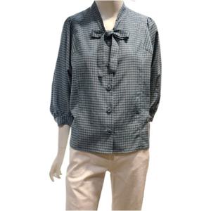 [숲]체크 7부 볼륨 소매 블라우스(SB8LS32)