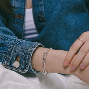 제이로렌 볼드 링크 클립체인 실버 팔찌 B01045