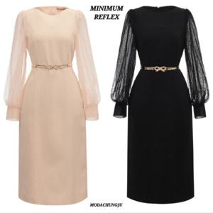 [미니멈]MD 노카라 시스루 슬리브 미디 원피스 MD MWAAWO1210_CJ