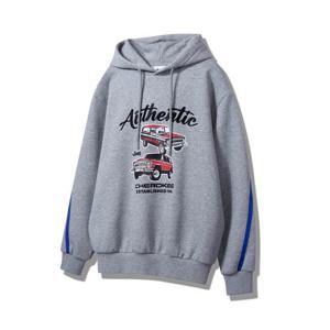 [지프]JP1THU031 체로키)테이프 배색 후드 멜란지그레이 티셔츠(