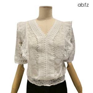 [에이비에프지]V넥 레이스 반팔 블라우스APZ2HB38F