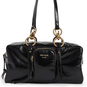 26 SS 프라다 블랙 지퍼업 미디엄 카프레더 토트백 1BB138VOOO2CYR