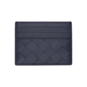 25 FW 보테가베네타 남성 네이비   그린 인트레치아토 카드 지갑 252798M163007