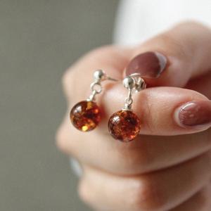 바이데이지 호박 원석 모빌 실버 귀걸이 Be0700