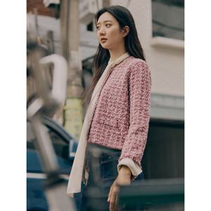 [빈폴레이디스]트위드 라운드넥 카디건 핑크 (BF495AC02X)