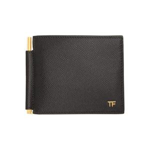 25 FW 톰포드 남성 블랙 스몰 그레인 가죽 T라인 머니클립 지갑 252076M164009