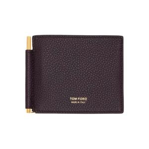 25 FW 톰포드 남성 버건디 그레인 가죽 머니클립 지갑 252076M164011