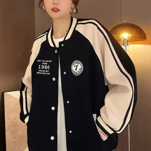 데일리 여성 의류 베이직 LK-J014 야구점퍼 배색 유니크한 프린팅
