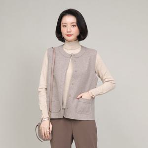 애비뉴투지 엄마옷 로엣지 여성 봄 가을 라운드 주머니 숏 정장 조끼 V01355