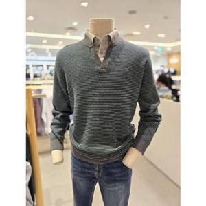 닥스 헨리넥 래이어드 순모소재 투톤 니트 티셔츠 (DLW1SWRL112-E1)