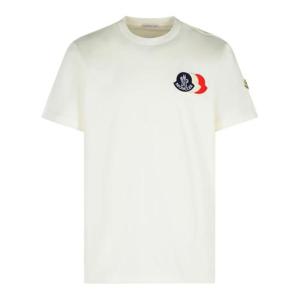 몽클레어 자수 트라이컬러 로고 코튼 티셔츠 091 8C000 56 89AUG