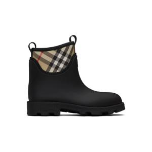 25 FW 버버리 여성 블랙 고무 마쉬 스탬프 부츠 252376F113001