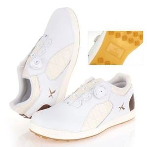 남성 소가죽 골프 신발 아웃도어 골프화 화이트베이지 용품 스포츠 필드 골퍼 장비 내구성 편안함 안정감 수제 쿠션감 착용감 충격 완화 보호 와이어 조절 피팅감