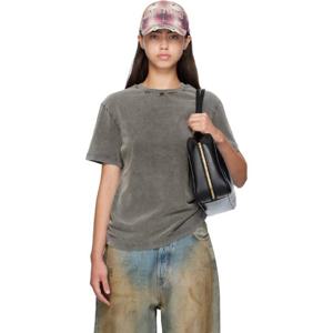 25 FW 아크네 여성 블랙 코튼 크루넥 티셔츠 252129F110038